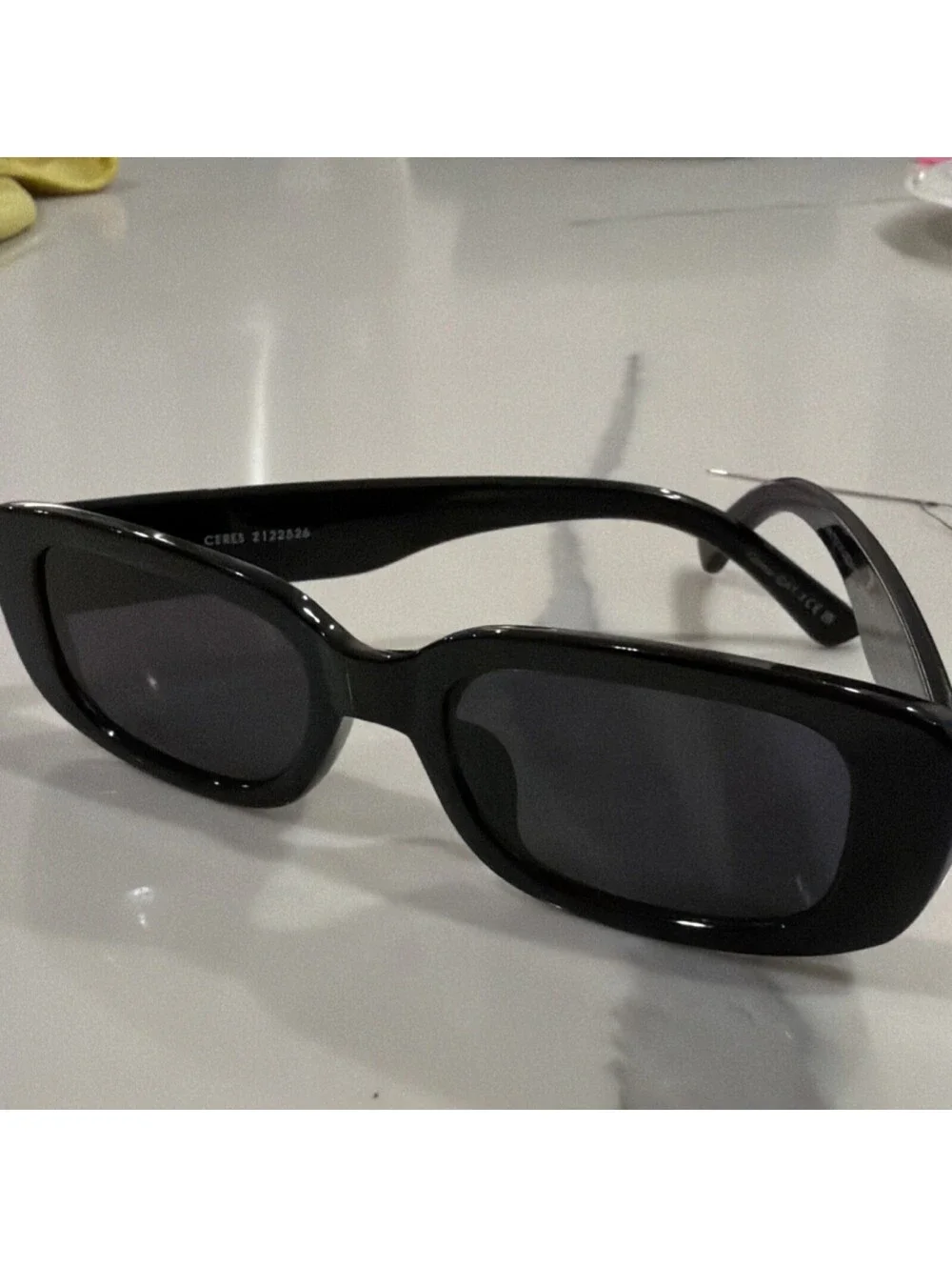 AIRE Ceres Rectangle Black Plastic Sunglasses Smoke womens or mens